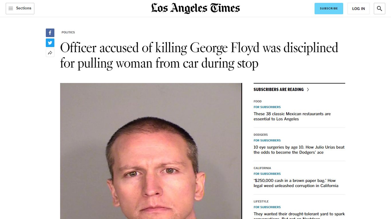 Derek Chauvin was disciplined for treatment of speeder - Los Angeles Times